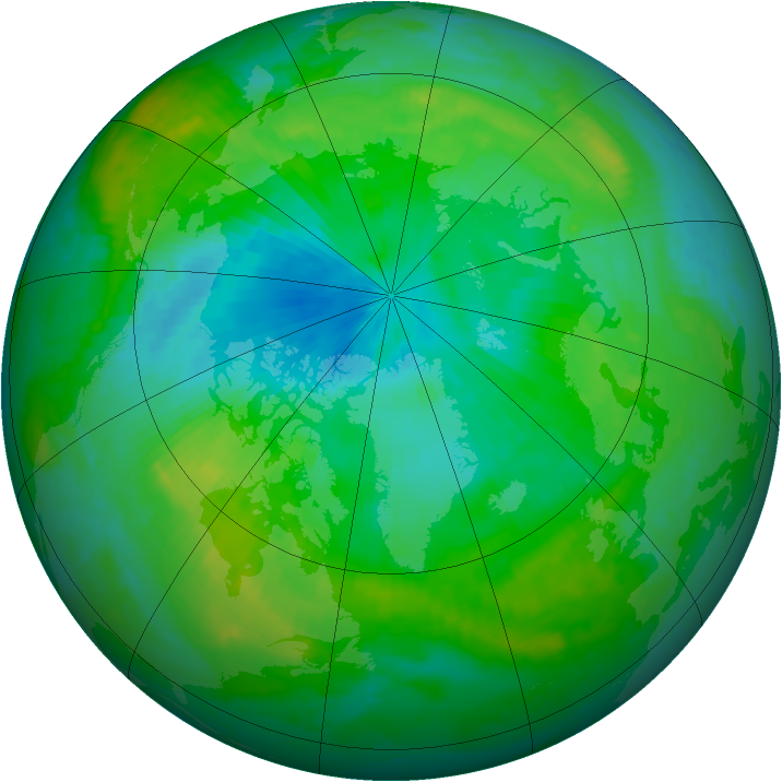 Arctic ozone map for 06 August 1999
